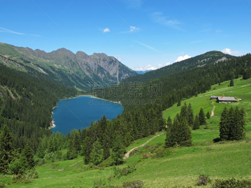 蓝山湖,格施塔德,本尼斯阿尔卑斯山,水,休闲活动,水平画幅,无人,夏天,户外,湖