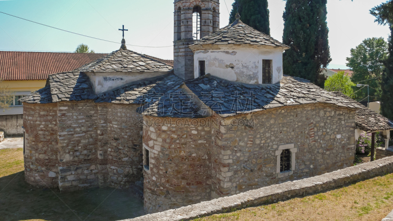 希腊,远古的,塞雷,修道院,john the baptist,圣马洛,城镇,塞萨洛尼基,传统,旅途