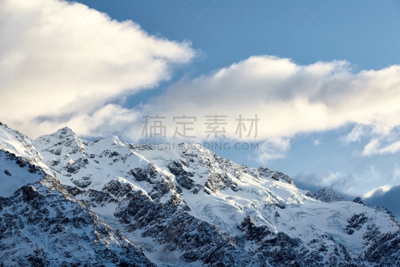 山,风景,麦肯齐地区,冰隙,南阿尔卑斯山脉,新西兰坎特伯雷地区,天空,留白,风,水平画幅