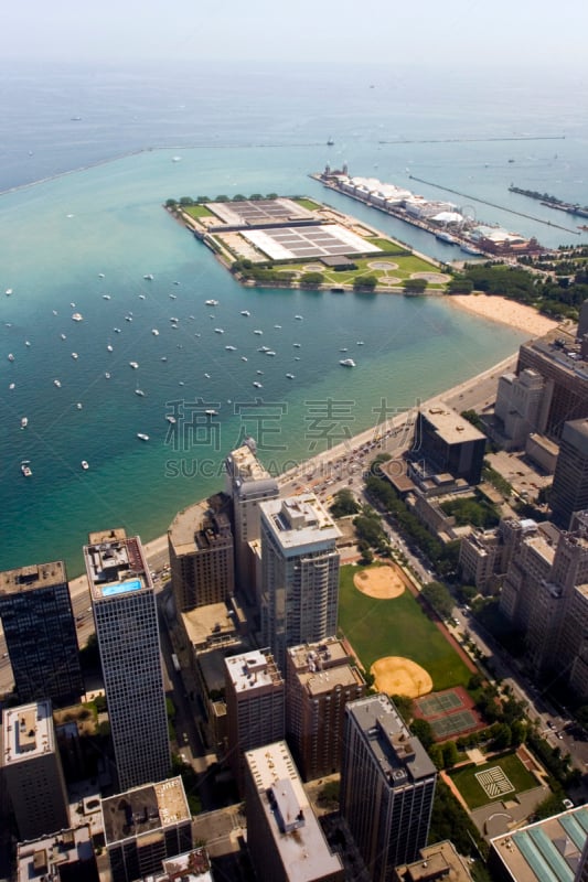 都市风景,密歇根湖,垂直画幅,办公室,公园,无人,aon center,户外,云景,图像