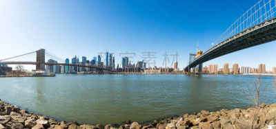 布鲁克林桥,布鲁克林,都市风景,美国,城市天际线,吊桥,曼哈顿,古老的,自由之塔,一只动物