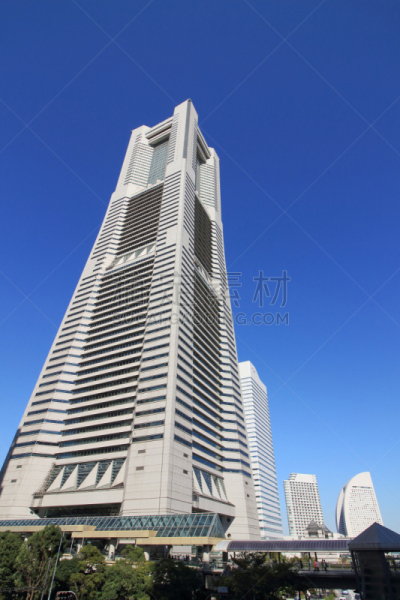 横滨地标大厦,垂直画幅,无人,蓝色,符号,户外,城市,白色,著名景点,摩天大楼