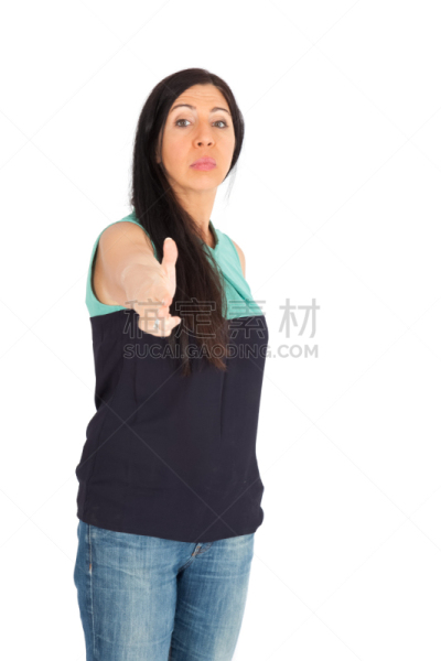 面部表情,个性,服装店,垂直画幅,留白,半身像,仅成年人,白色,伸出食指