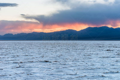 盐,帕纳明特山脉,风景,海洋,春天,盐滩,恶水盆地,盆地,日落,垒