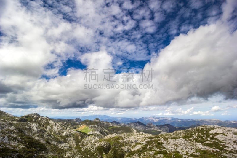 北,西班牙,山脉,天空,公园,水平画幅,高视角,山,坎加斯-德奥尼斯,无人