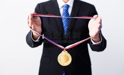 金牌,男商人,获奖者,颁奖典礼,水平画幅,第一名,标签,套装,金属,男性
