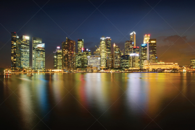 夜晚,新加坡市,办公室,水平画幅,工作场所,无人,曙暮光,户外,都市风景,现代