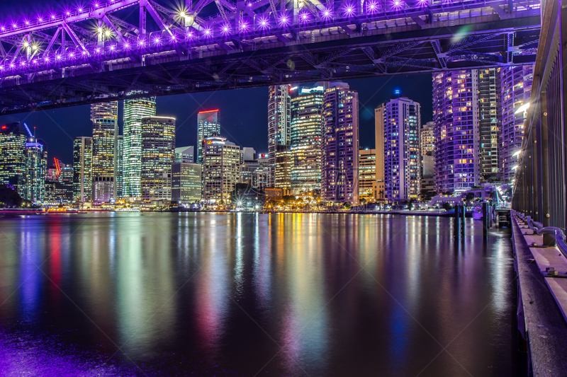 桥式,在下面,水,夜晚,曙暮光,光,滨水,都市风景,现代,建筑业