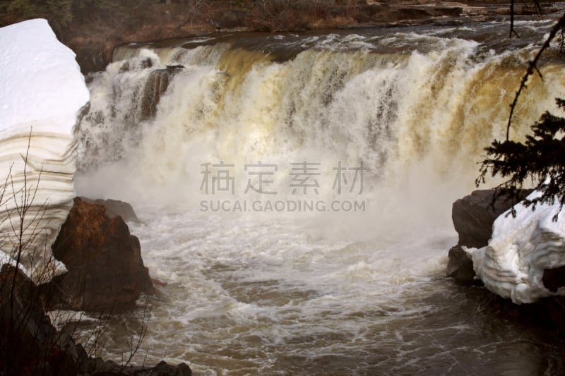 pisew falls,马尼托巴湖,北,皮斯乌瀑布省立公园,草河,水平画幅,岩石,瀑布,户外,湍急的