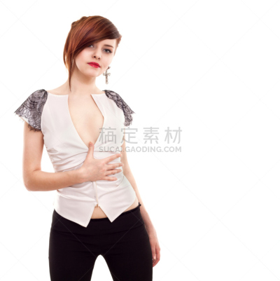 肖像,高雅,白色背景,垂直画幅,留白,彩妆,仅成年人,人的眼睛,头发