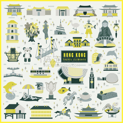 四元素,美,天坛大佛,绘画插图,美人,海产,旅行者,方向,佛,扁平化设计