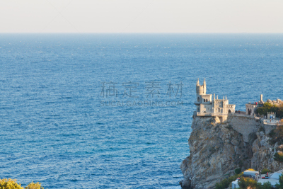 燕巢城堡,海岸线,雅尔塔,黑海,水,天空,水平画幅,克里米亚,无人,九月