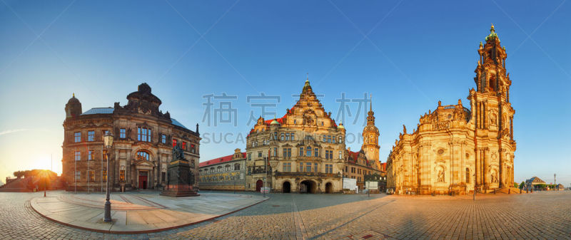 方形画幅,德国,全景,德累斯顿,纪念碑,天空,灵性,剧院广场