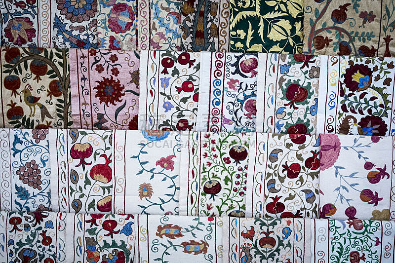 纺织品,式样,乌兹别克斯坦,华丽的,多色的,中亚,货摊,艺术,水平画幅,纪念品
