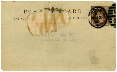 1890,明信片,损坏的,英国,密特里达提六世,1890年至1899年,指纹,正面视角,留白,水平画幅