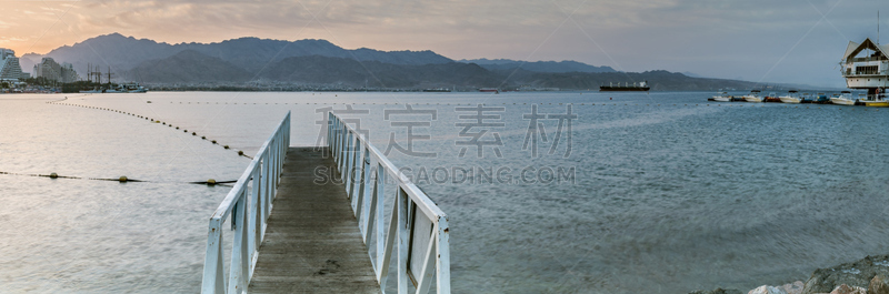 伊拉特,海滩,中苏格兰,早晨,亚喀巴湾,阿喀巴,电动机,约旦,水,天空
