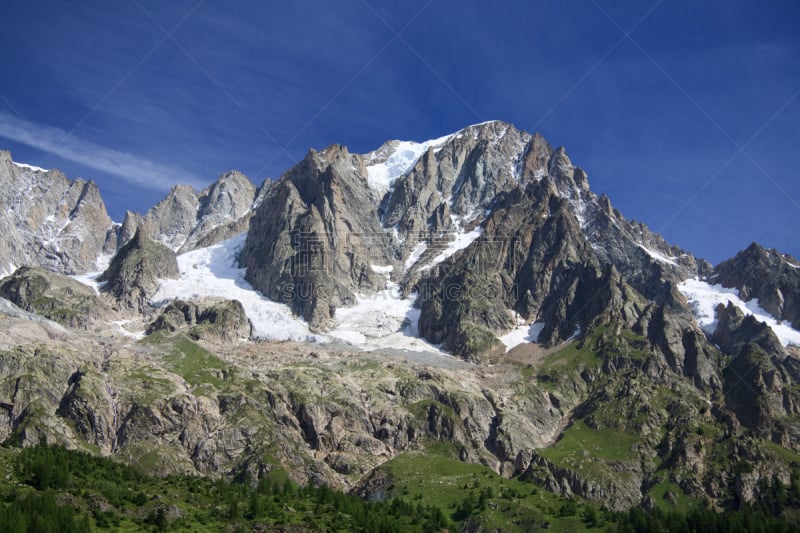 大汝拉峰,天空,水平画幅,奥斯塔山谷,雪,冰河,无人,蓝色,夏天,户外