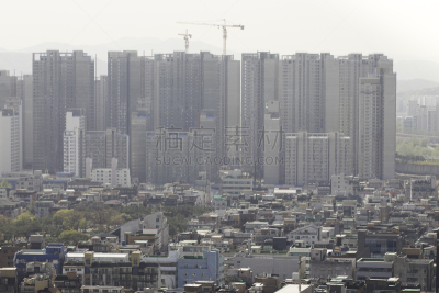 都市风景,首尔,天空,留白,古老的,城市扩张,现代,高处,韩国,城镇