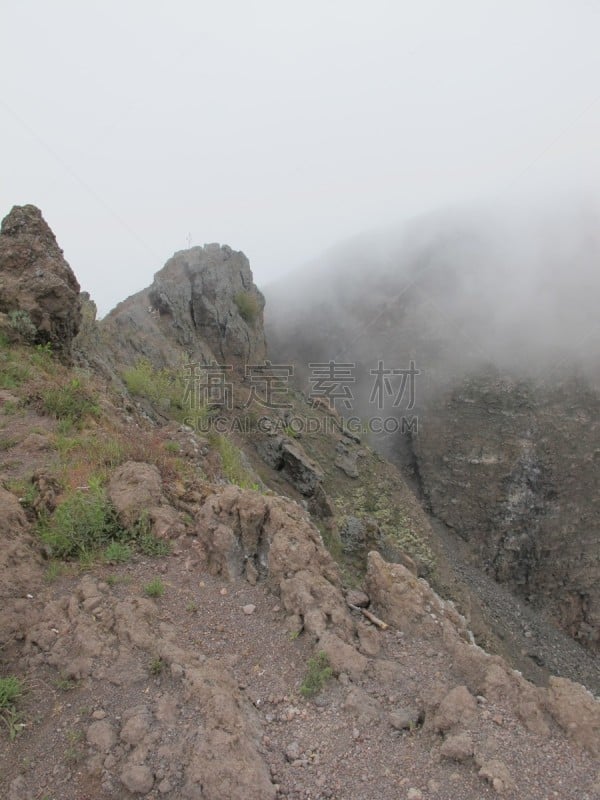 旅行者,维苏威火山,坎帕尼亚,纳布勒斯,著名景点,小路,背景,岩石,户外