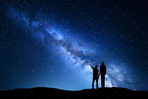 夜晚,地形,银河系,男人,天空,星系,四肢,旅行者,男性,仅男人