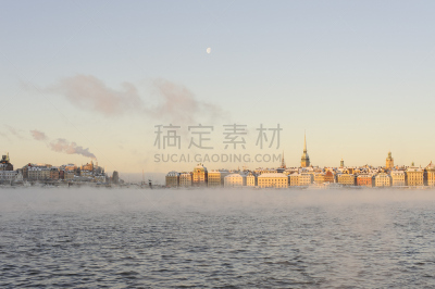 斯德哥尔摩老城,寒冷,城市生活,瑞典,斯德哥尔摩,海港,雪,船,北欧,屋顶