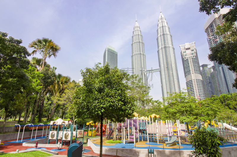 KLCC park playground with Petronas Twin Towers