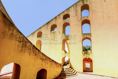 天文台,斋浦尔,印度,曼塔天文台,纪念碑,天空,水平画幅,无人,古老的,巨大的