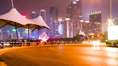 青岛,夜晚,城市,俄亥俄河,山东省,日落时分,水,天空,美,水平画幅
