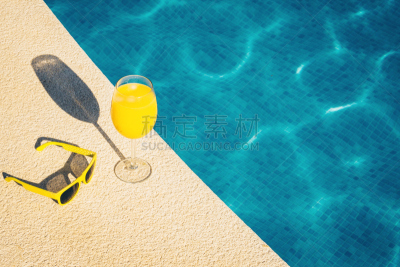 果汁,夏天,太阳镜,游泳池,玻璃杯,背景,水,草帽,沙滩派对,鸡尾酒