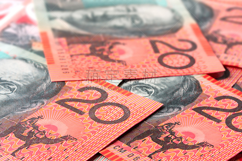 澳元,储蓄,水平画幅,无人,金融,澳大利亚文明,白色背景,异国情调,背景分离,红色