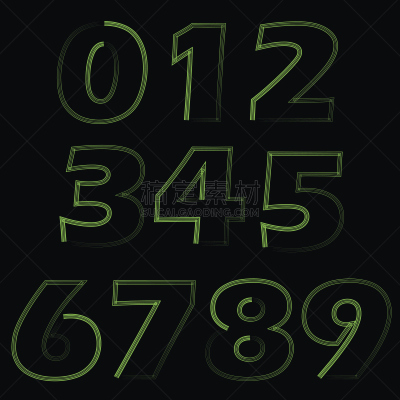 数字,绿色,数字7,数字9,数字2,数字0,数字6,数,四个物体,数字1