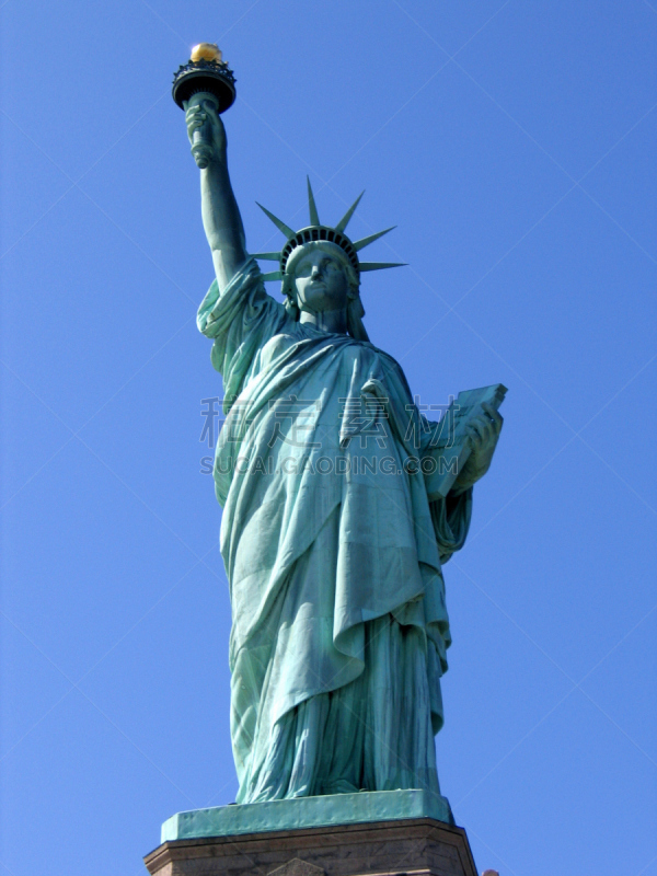 自由女神像,天空,蓝色,statue of liberty replic,埃利斯岛,垂直画幅,新的,美国,旅游目的地,无人