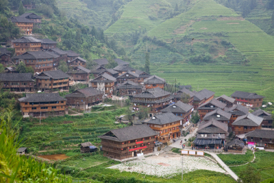 乡村,广西壮族自治区,龙胜,桂林,水平画幅,无人,户外,水稻梯田,稻田,田地