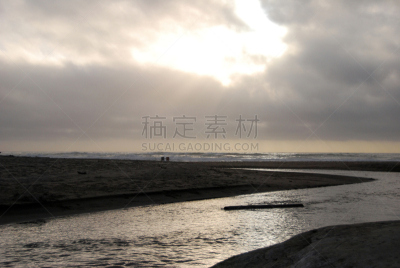 海滩,加利福尼亚,半月湾,水平画幅,沙子,月亮,早晨,美洲,云景,光