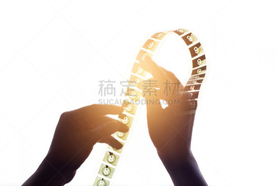 胶卷,手,照明设备,拿着,白色背景,影片,古老的,古典式,工业,底片
