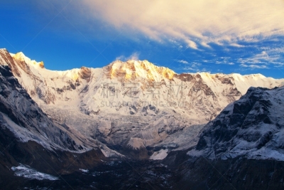 安纳普纳生态保护区,尼泊尔,山,南安娜普纳峰群,大本营,天空,雪,早晨,旅行者,光