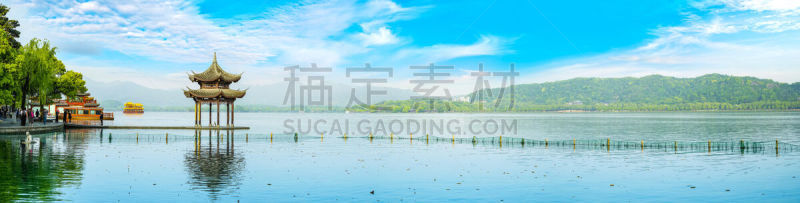 杭州,风景,俄亥俄河,西湖,水,天空,夏天,光,湖