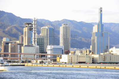 神户,兵库县,城镇景观,水平画幅,地形,建筑,无人,海港,日本,户外