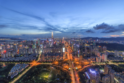 深圳,城市天际线,夜晚,伦敦城,经济特区,绿色建筑,新古典派,广东省,主干路,广角