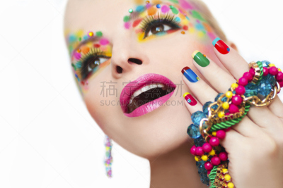 法式美甲,彩妆,色彩鲜艳,人工指甲,青少年,现代,人的眼睛,丙稀画,魅力