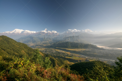 沙林扣山,博卡拉,尼泊尔,安娜普娜山脉群峰,视角,风景,鱼尾峰,阿法尔洼地,水,天空