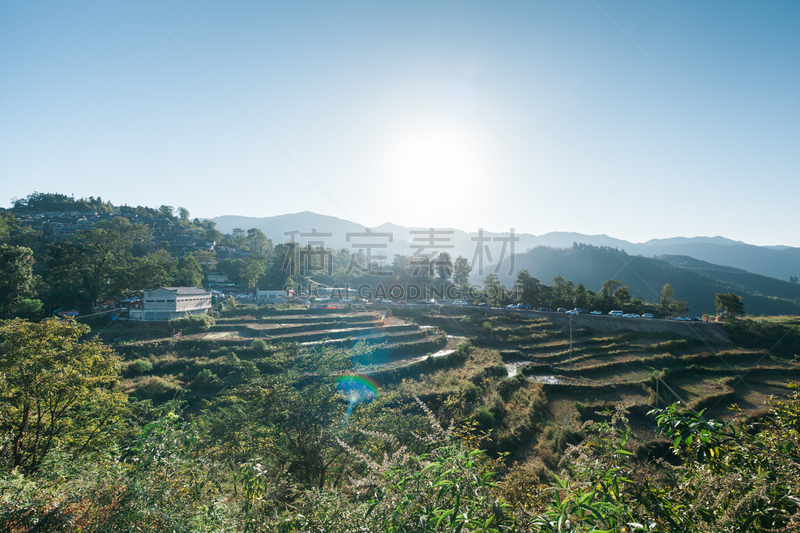 喀斯特,瑶族,房屋,山,农业,人类居住地,自然美,中国,屋顶,梯田