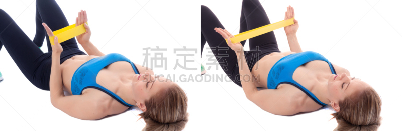 橡皮圈,肌腱套,阻力带,活力,中年女人,举重训练,仅一个中年女人,运动,背景分离,罗马尼亚