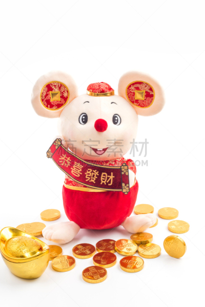 鼠年,吉祥物,黄金,铸锭,可爱的,传统,春节,中文,新年前夕,玩具