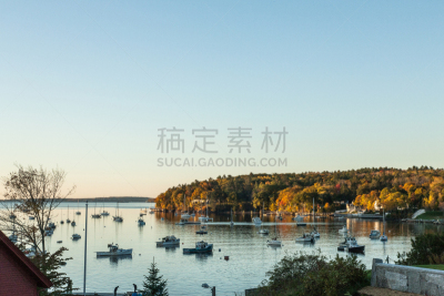 日落湾,自然,水,天空,水平画幅,秋天,无人,色彩鲜艳,海港,蓝色