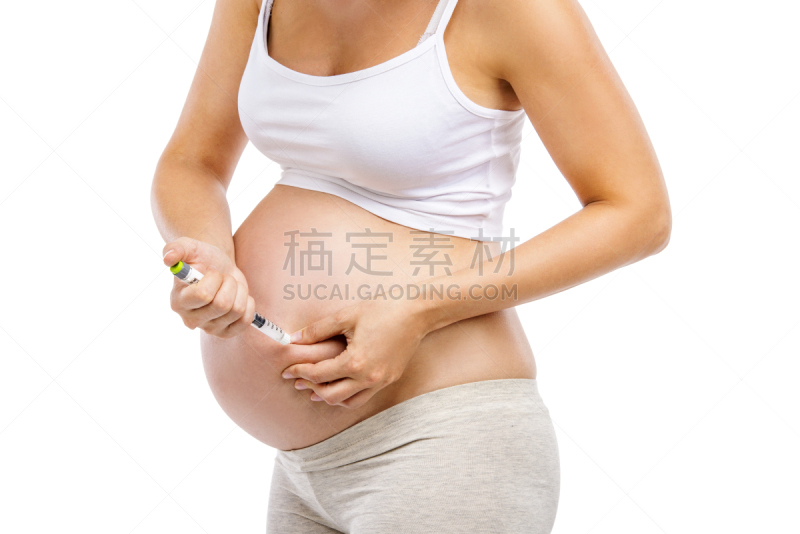 女人,注射器,妊娠期糖尿病,胰岛素,产前护理,水平画幅,腹腔,塑胶,怀孕,预期