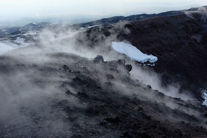 埃特纳火山,灰,火山,烟,白色,公园,温室气体,二氧化碳,浓烟,火山口