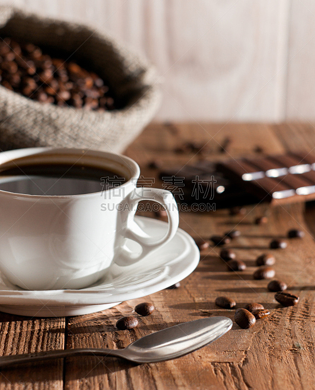 早晨,咖啡杯,巧克力,垂直画幅,烤咖啡豆,芳香的,纺织品,档案,茶碟,乡村风格
