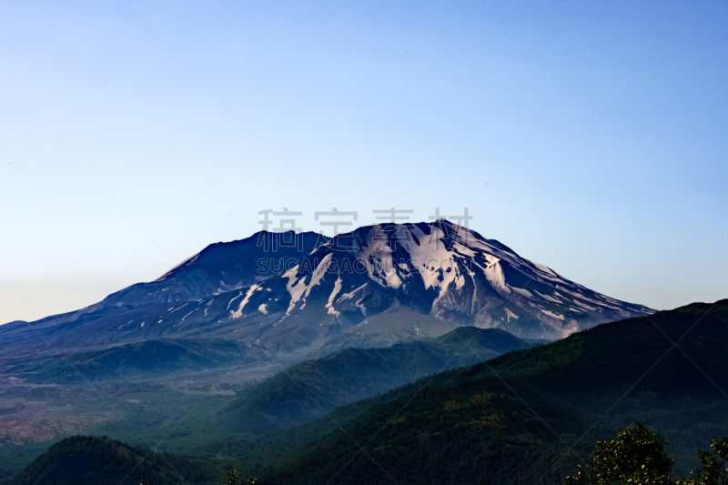 山,圣海伦火山,冰河,天空,水平画幅,雪,旅行者,夏天,户外,自然界的状态