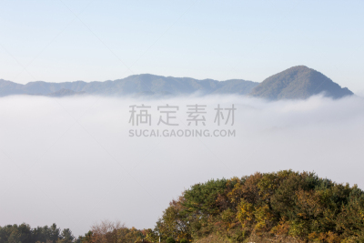 雾,山,春川,江原道,自然,天空,水平画幅,地形,秋天,无人